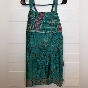 Elegant Teal and Purple Mini Dress Made In India Swami Gear Size L/XL Boho
